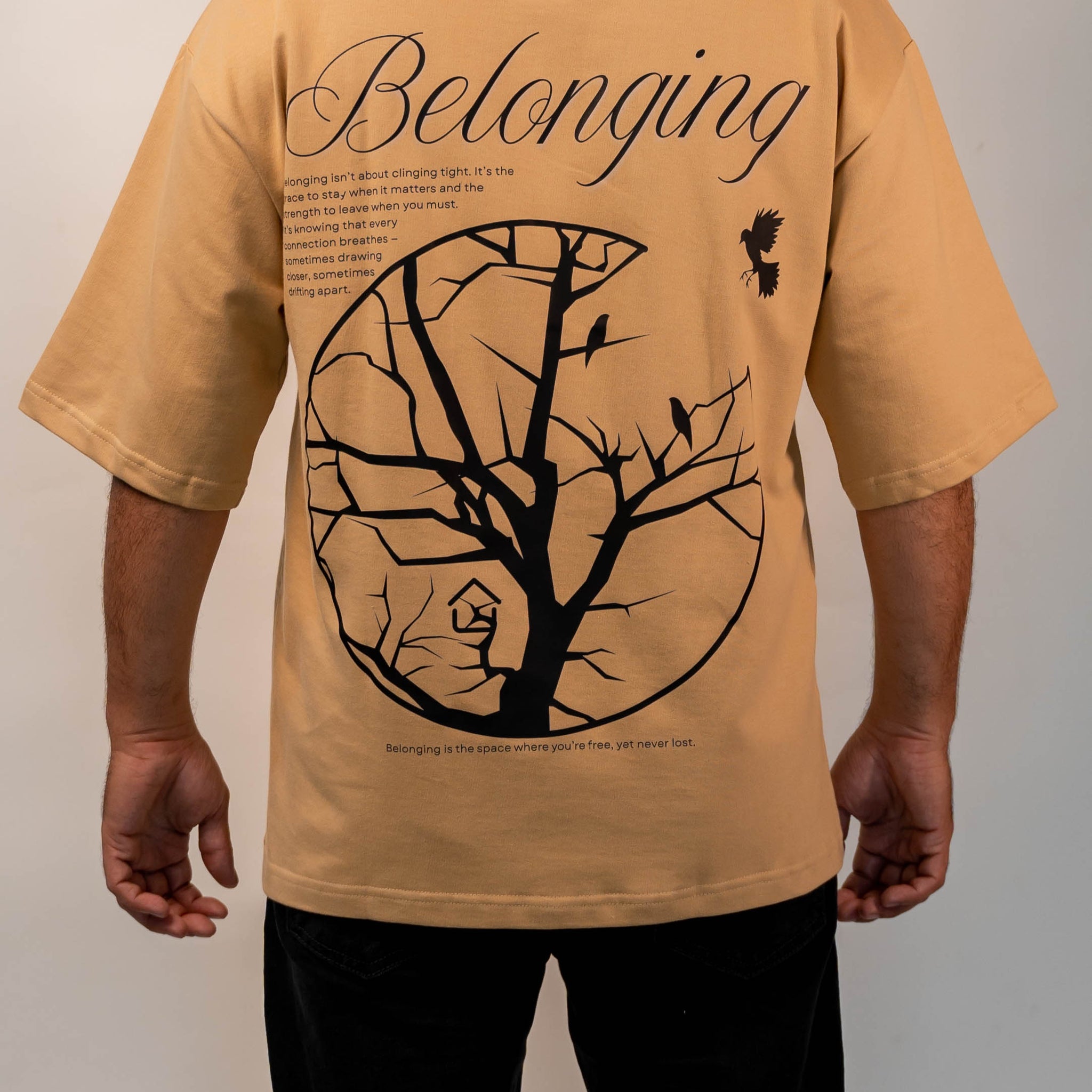 Belonging Premium Designer 240 GSM T-Shirt, Rich Beige - The Garlic - The Garlic