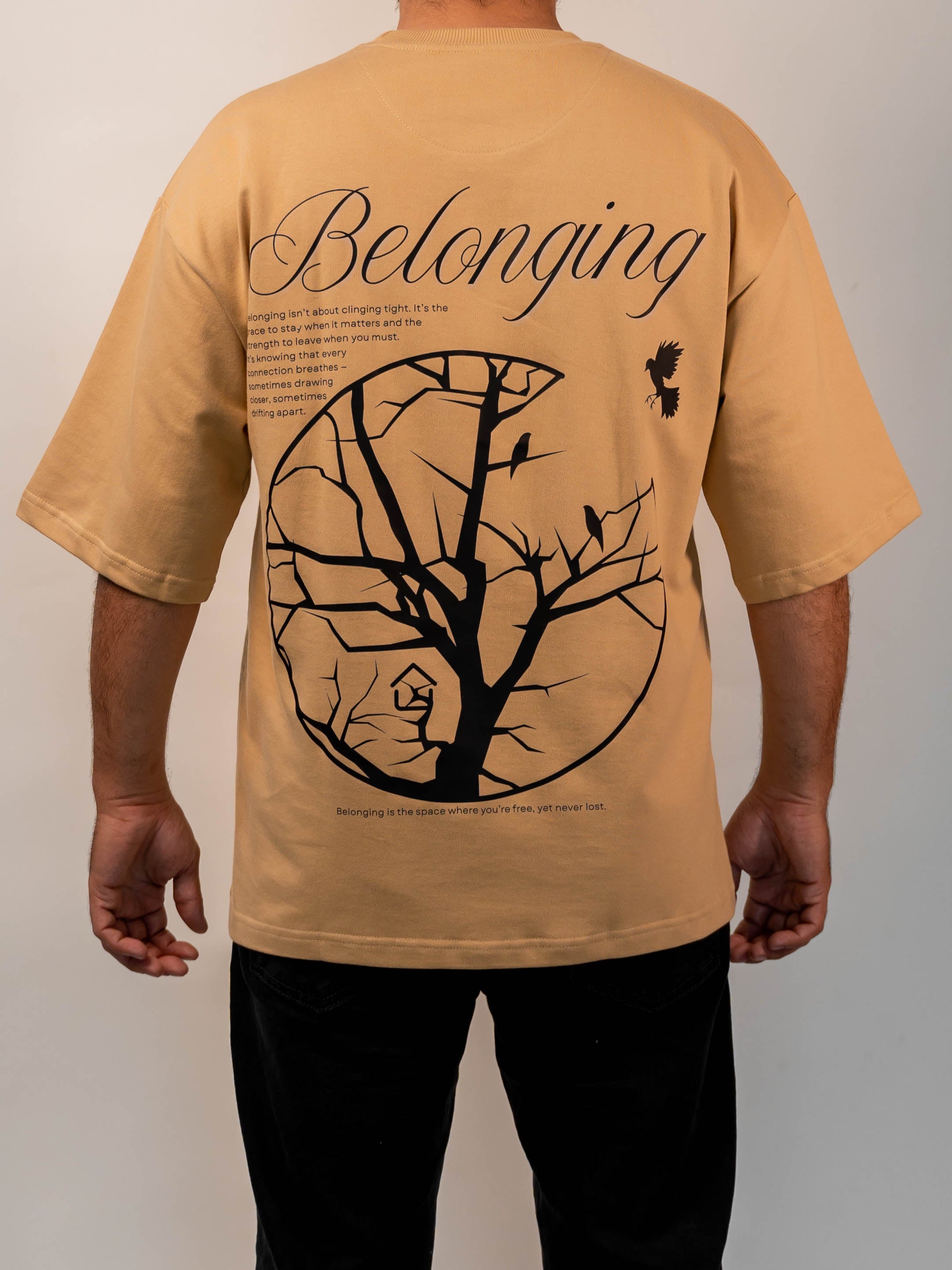 Belonging Premium Designer 240 GSM T-Shirt, Rich Beige - The Garlic - The Garlic