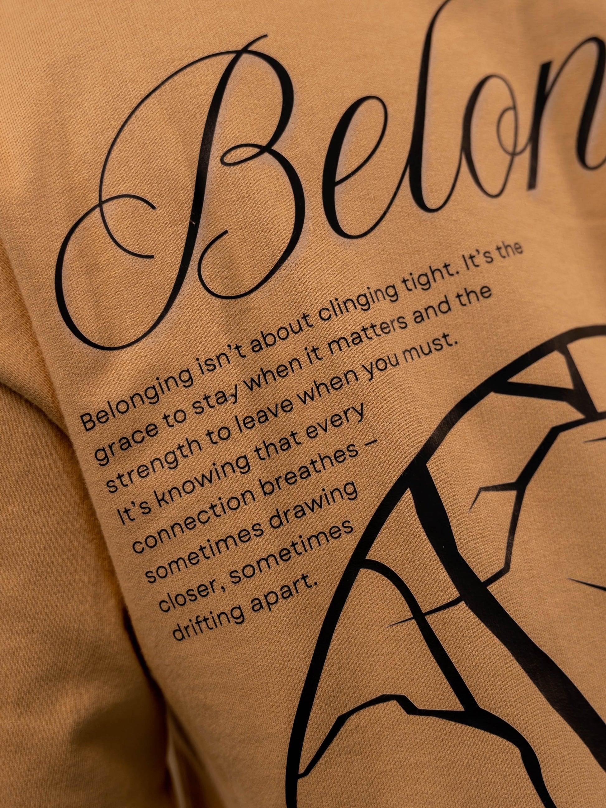 Belonging Premium Designer 240 GSM T-Shirt, Rich Beige - The Garlic - The Garlic