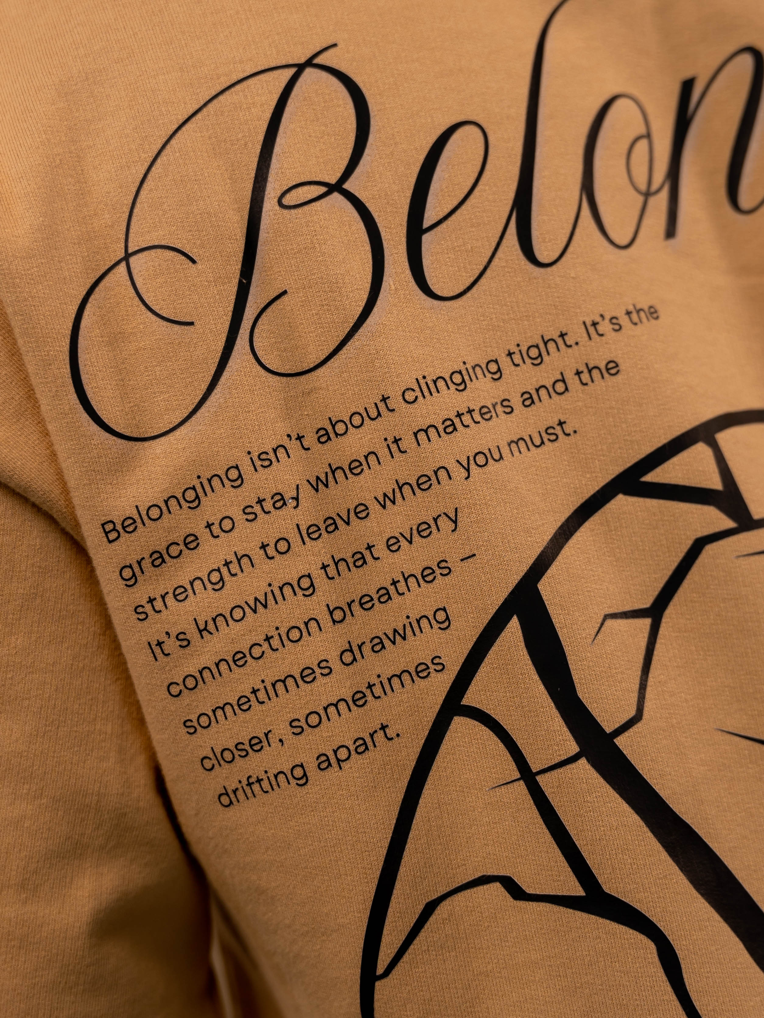 Belonging Premium Designer 240 GSM T-Shirt, Rich Beige - The Garlic - The Garlic
