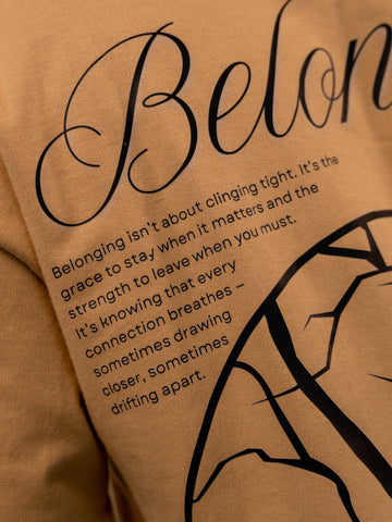Belonging Premium Designer 240 GSM T-Shirt, Rich Beige - The Garlic - The Garlic