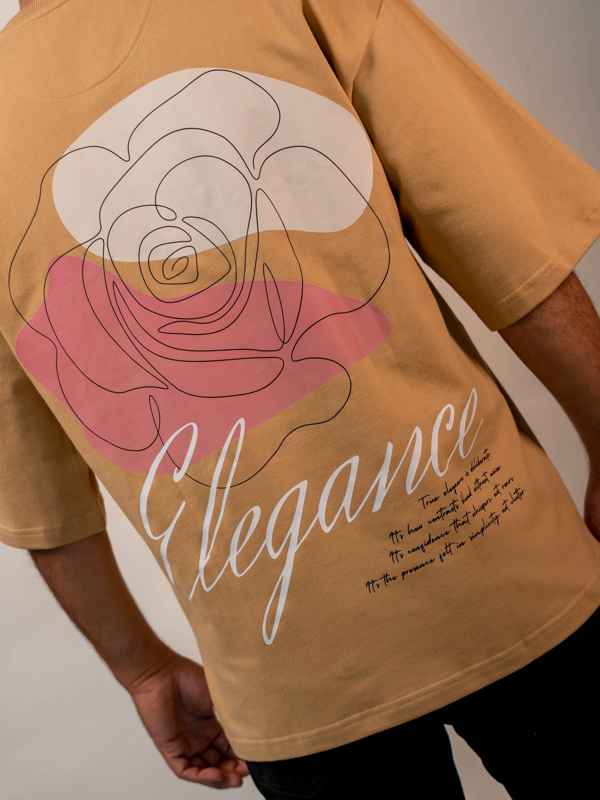 Elegance Premium Designer 240 GSM T-Shirt, Rich Beige - The Garlic - The Garlic