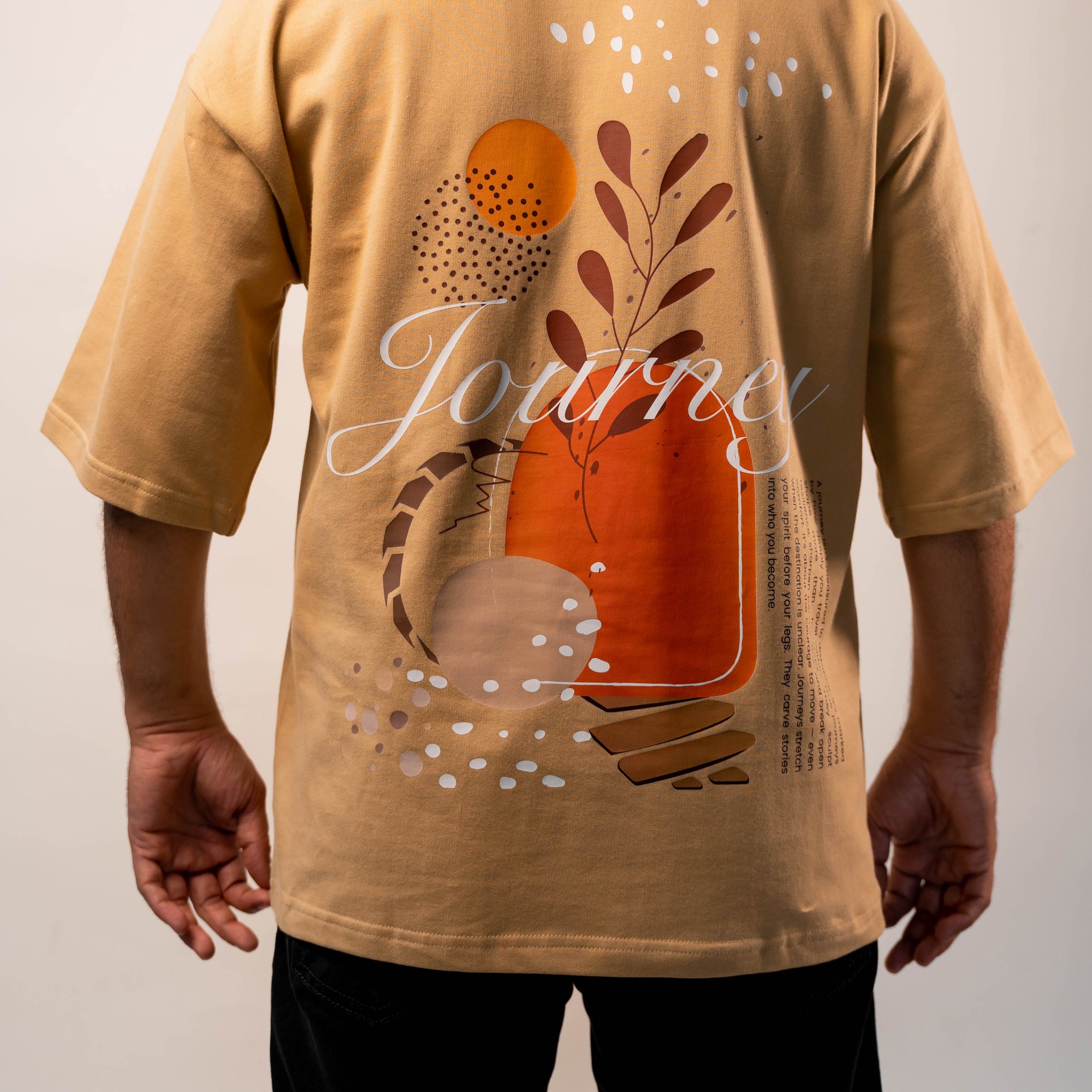 Journey Premium Designer 240 GSM T-Shirt, Rich Beige - The Garlic - The Garlic