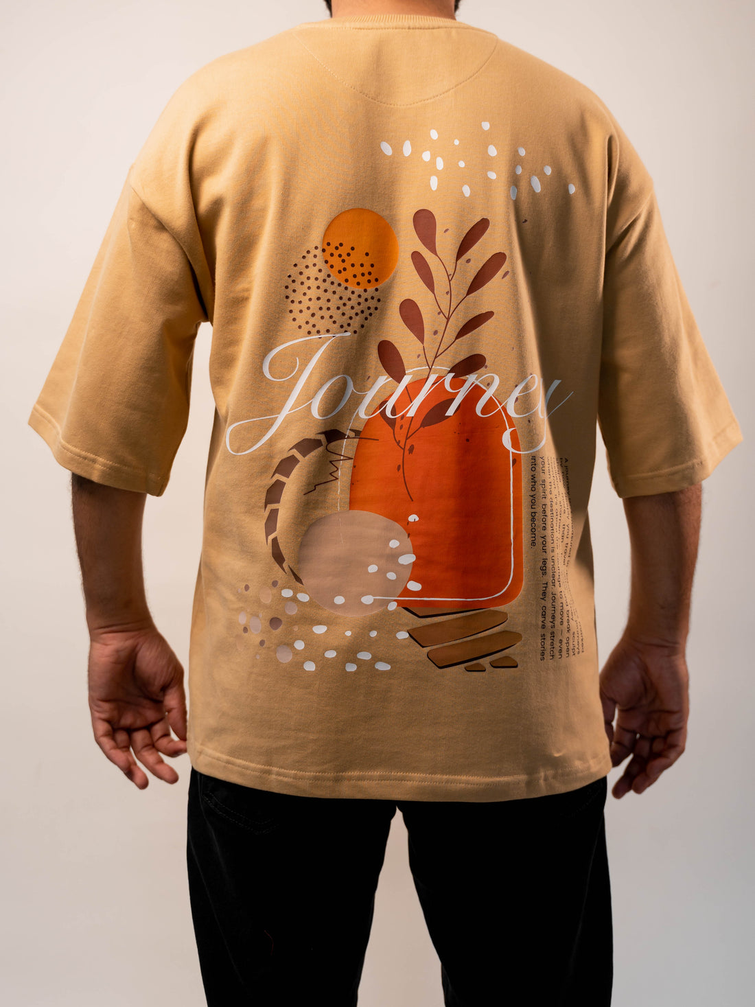 Journey Premium Designer 240 GSM T-Shirt, Rich Beige - The Garlic - The Garlic