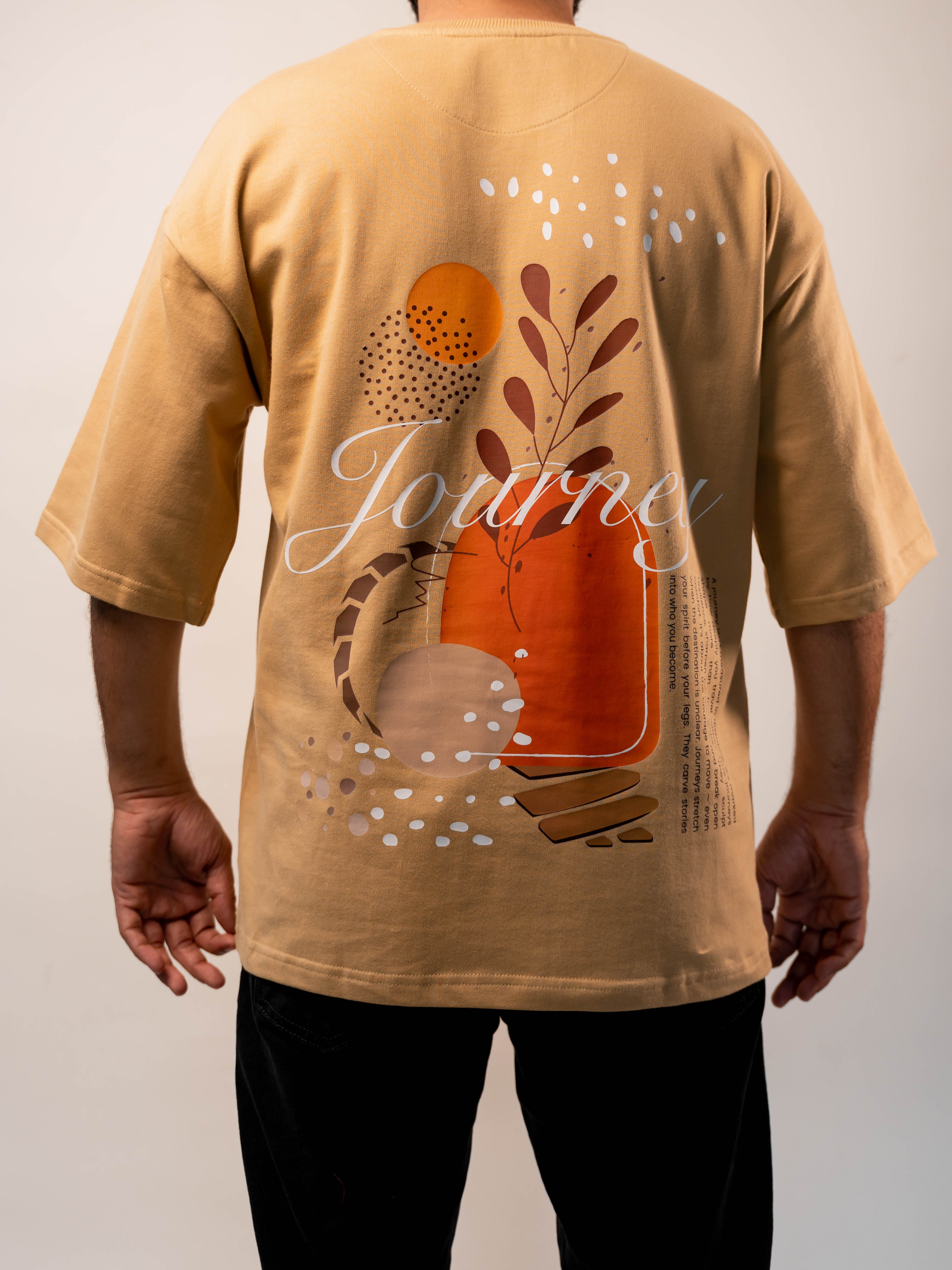Journey Premium Designer 240 GSM T-Shirt, Rich Beige - The Garlic - The Garlic