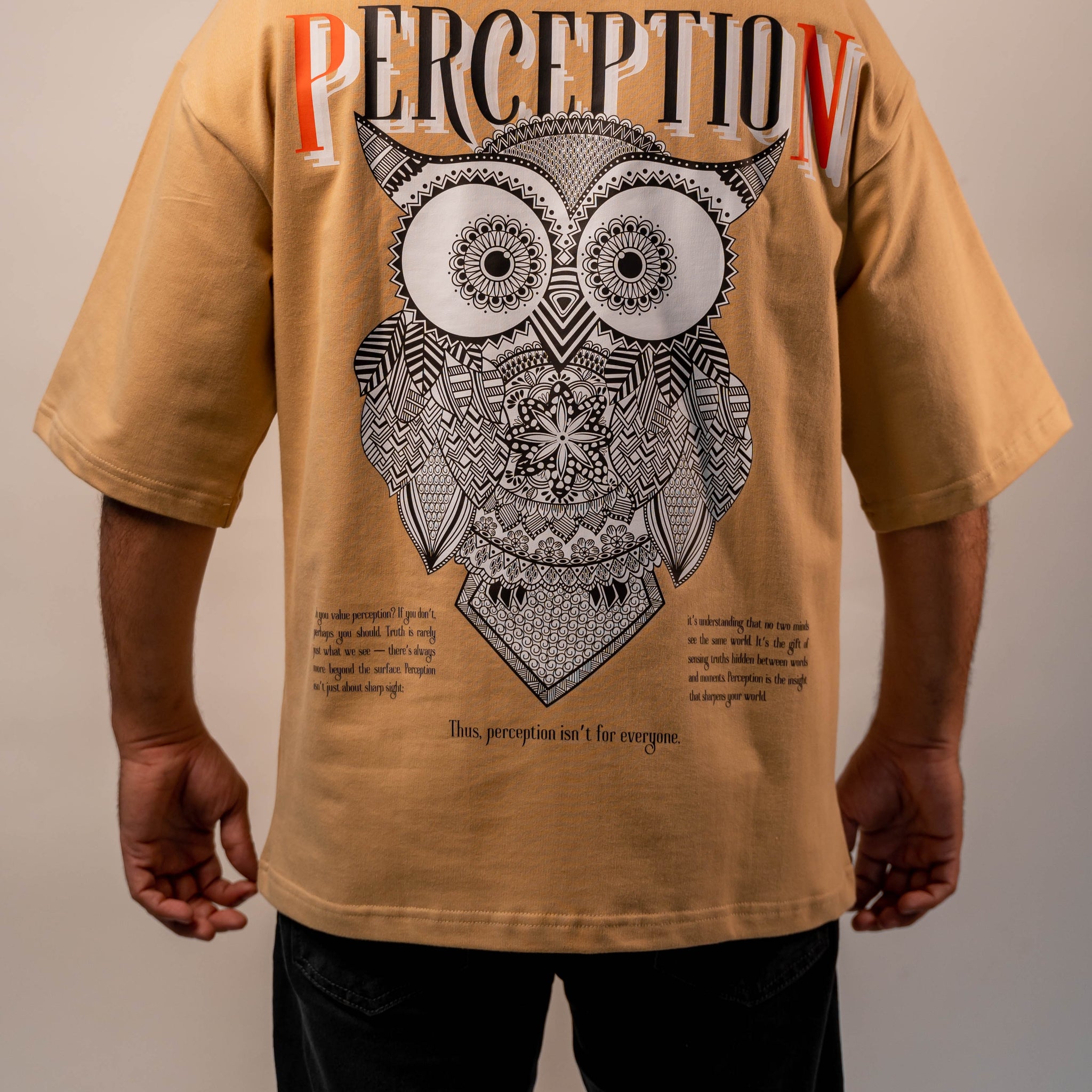 Perception Premium Designer 240 GSM T-Shirt, Rich Beige - The Garlic - The Garlic