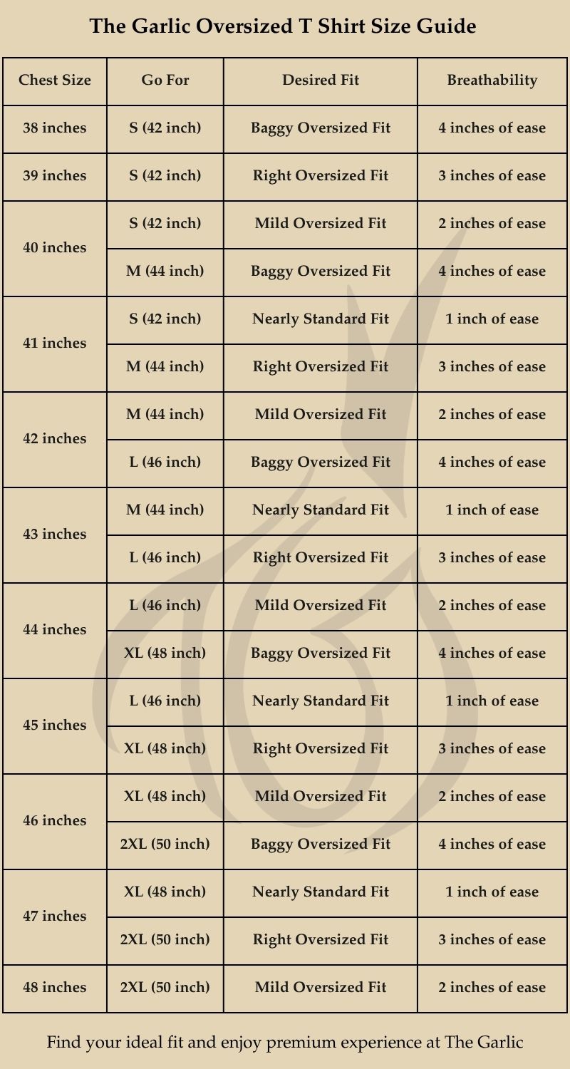 Size Guide - T Shirt Size Guide